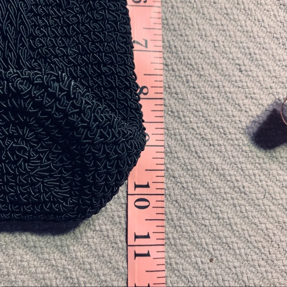 NWOT: Purse - Black, Crocheted, Crossbody, Attached Change Purse, Weatherproofed